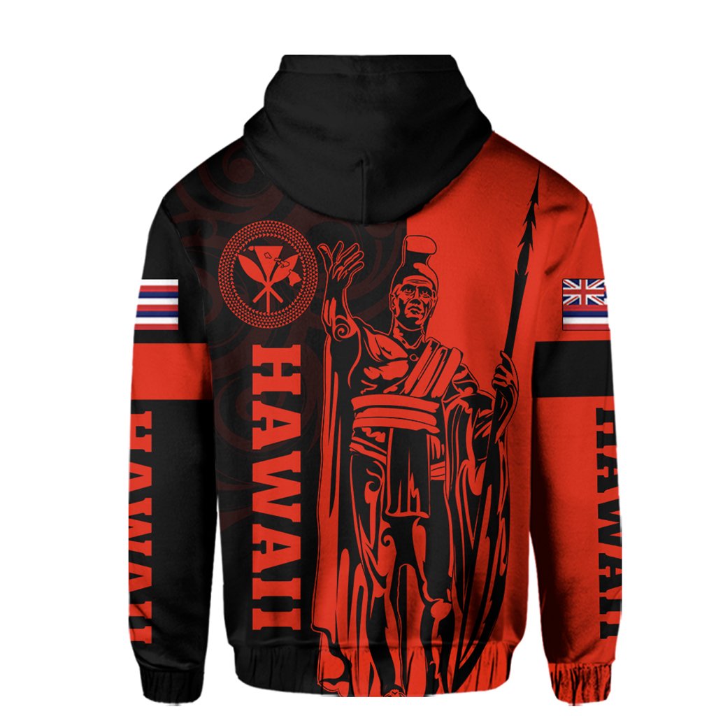 Hawaii King Polynesian Hoodie (Zip up) Lawla Style Red - Polynesian Pride