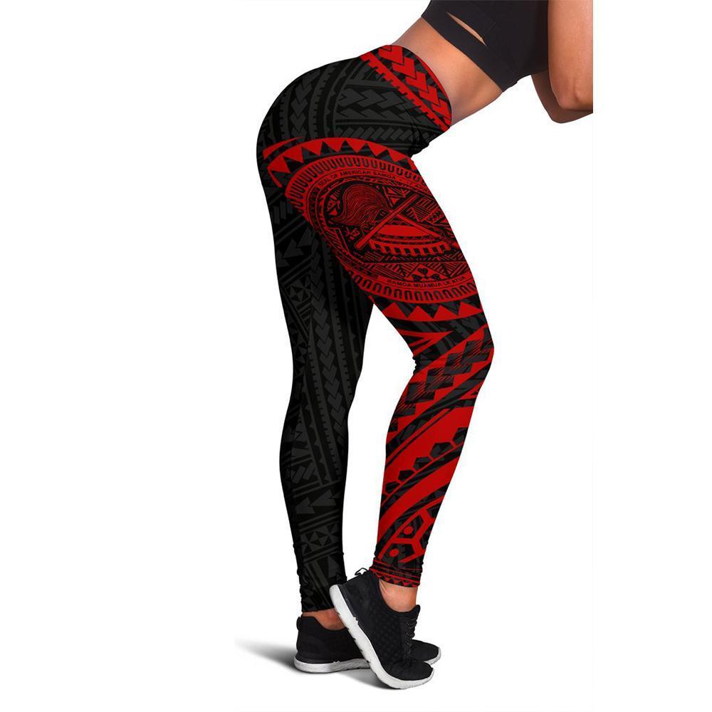 American Samoa 1st Leggings (Red) Black - Polynesian Pride