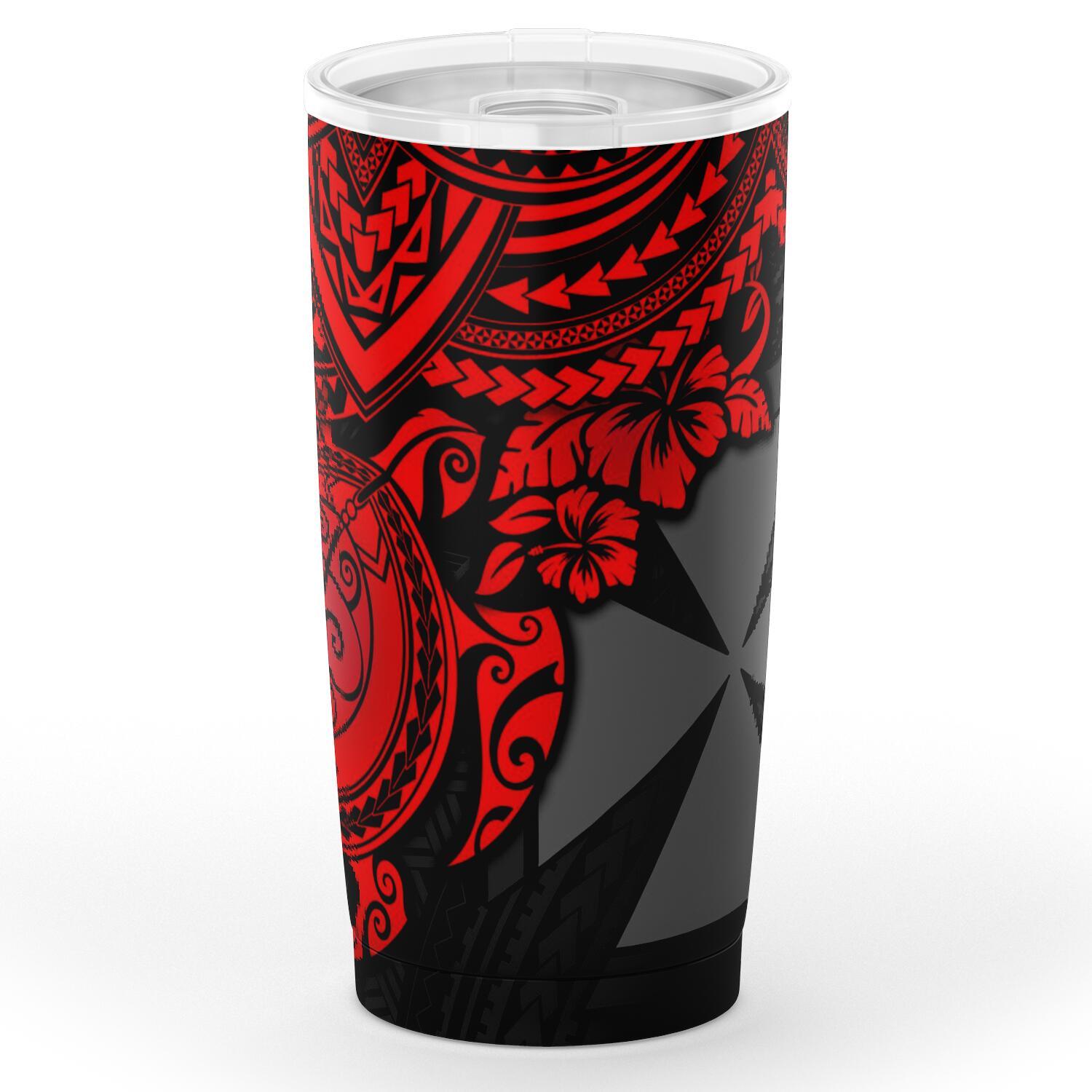 Wallis and Futuna Polynesian Tumbler - Red - Polynesian Turtle One Style Black - Polynesian Pride