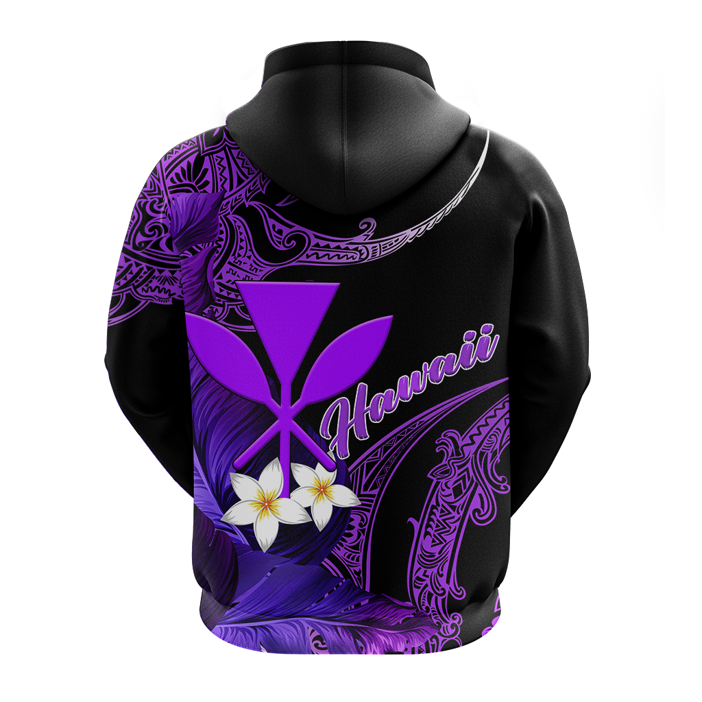Custom Hawaii Turtle With Plumeria Leaf Purple Hoodie LT12 - Polynesian Pride