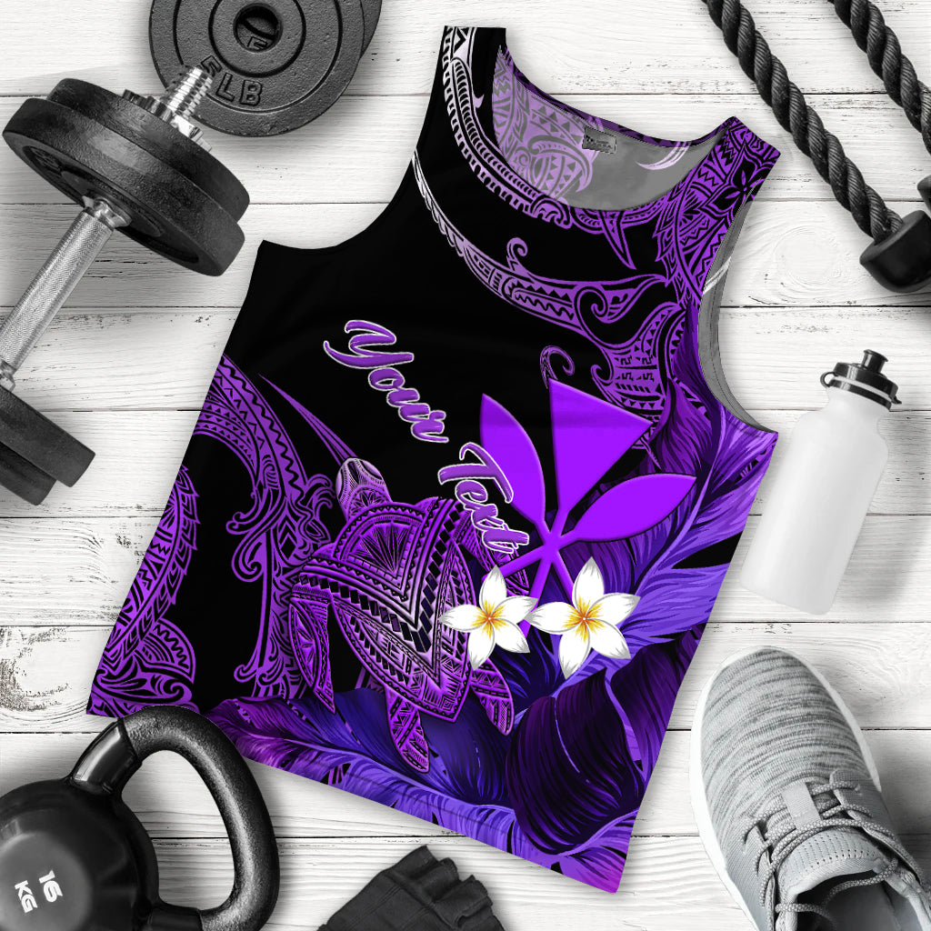 (Custom Personalised) Hawaii Turtle With Plumeria Leaf Purple Men Tank Top - LT12 Men Tank Top Black - Polynesian Pride