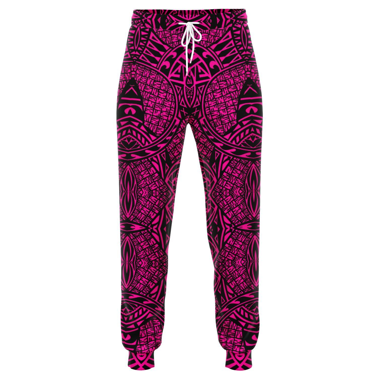 Polynesian Lauhala Mix Pink Joggers Unisex Pink - Polynesian Pride