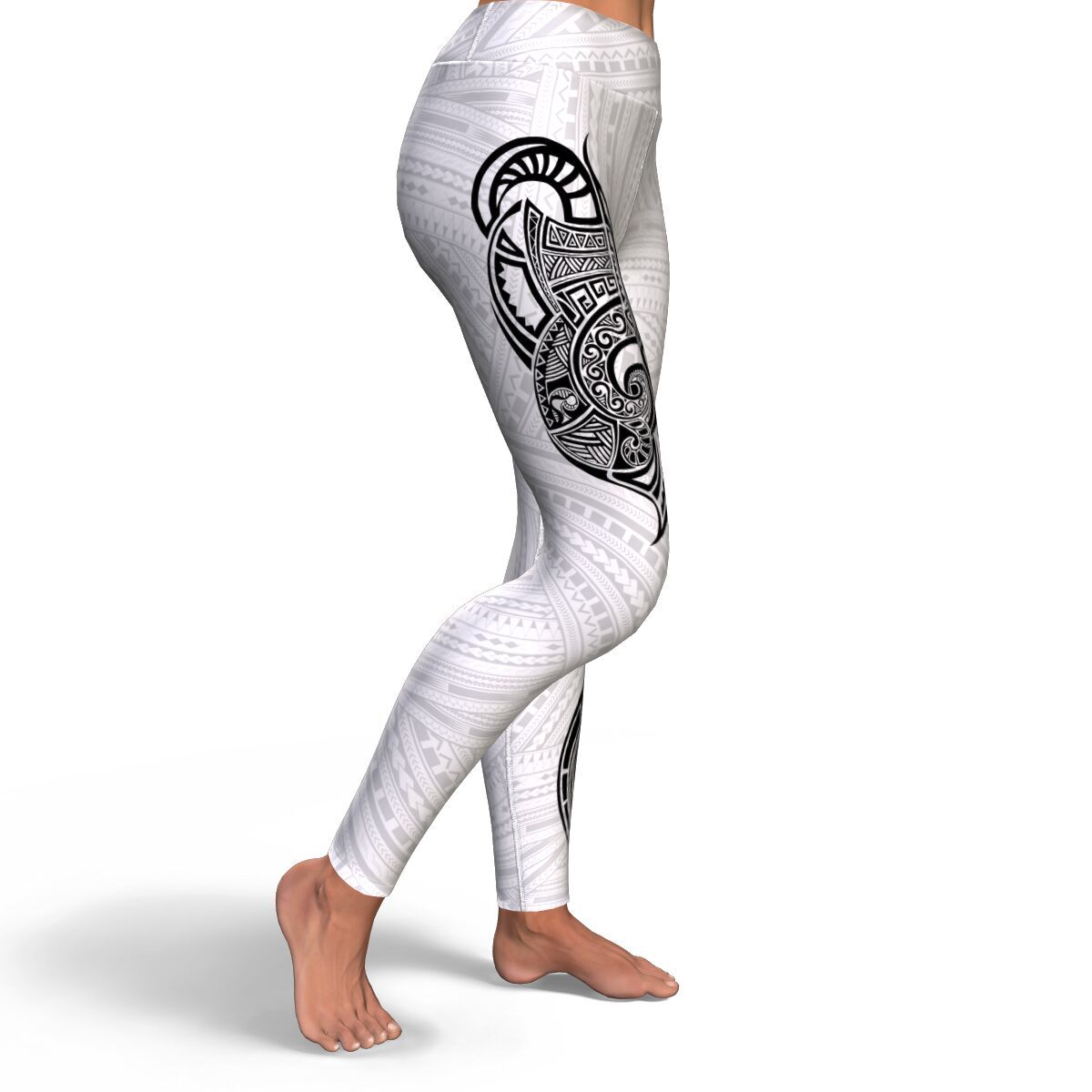 Polynesian Legging - Polynesian Tattoo White Legging NN0 Art - Polynesian Pride