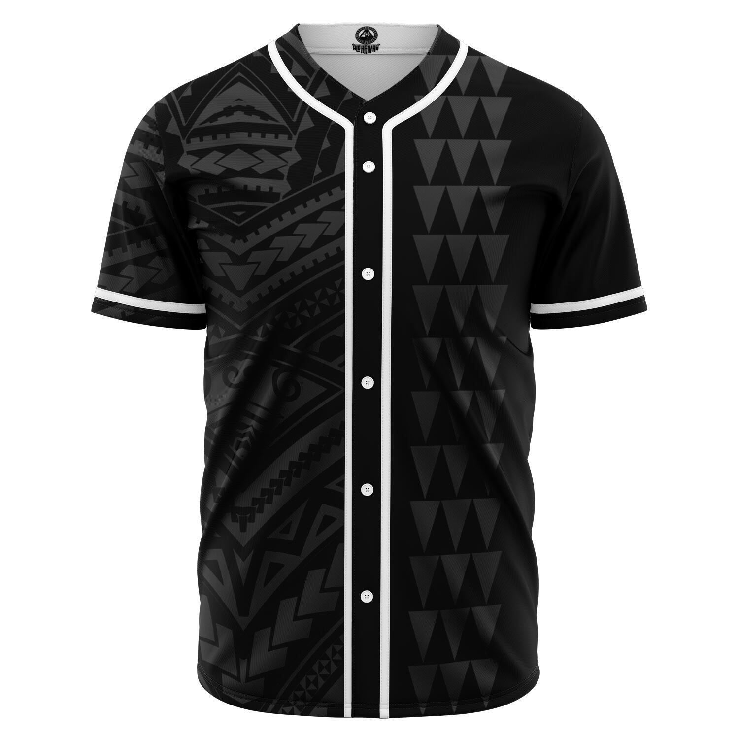 Hawaii Polynesian Kakau Baseball Jersey V.5 - Freestyle - Grey Grey - Polynesian Pride