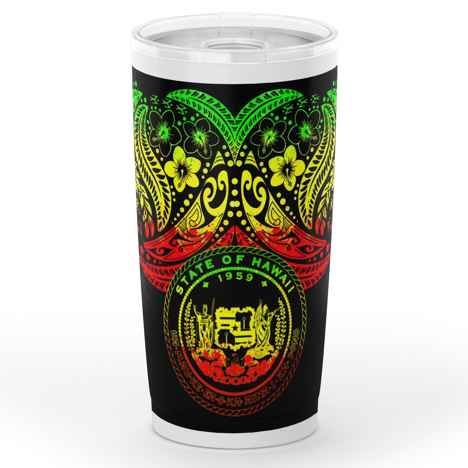 Hawaii Tumbler - Coat Of Arms Polynesian One Style Black - Polynesian Pride