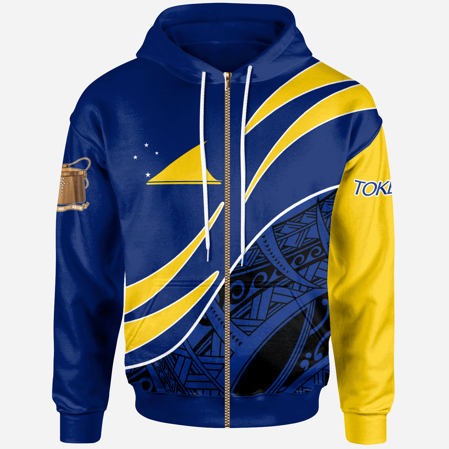 Tokelau Zip Hoodie Custom Symmetrical Lines Unisex Blue - Polynesian Pride