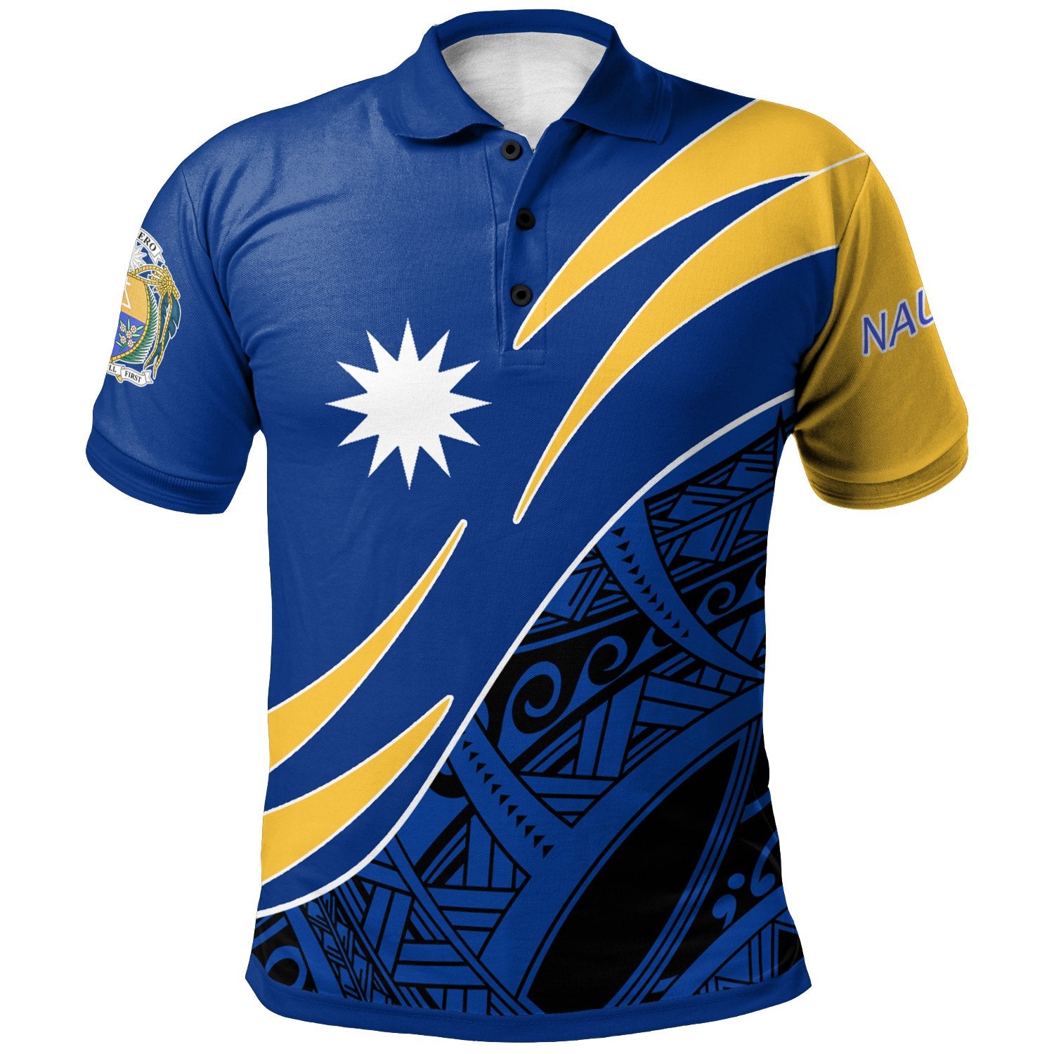 Nauru Polo Shirt Symmetrical Lines Unisex Blue - Polynesian Pride