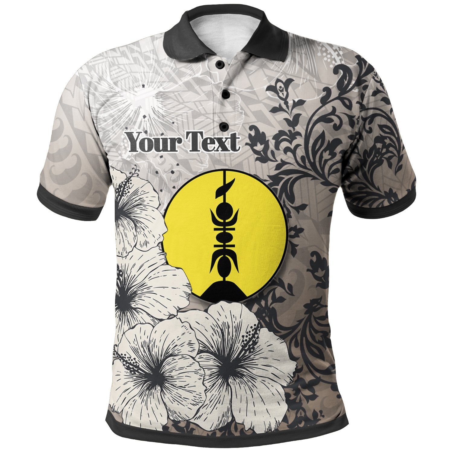 New Caledonia 1 Polo Custom Vintage Luxury Floral Style Unisex Nude - Polynesian Pride