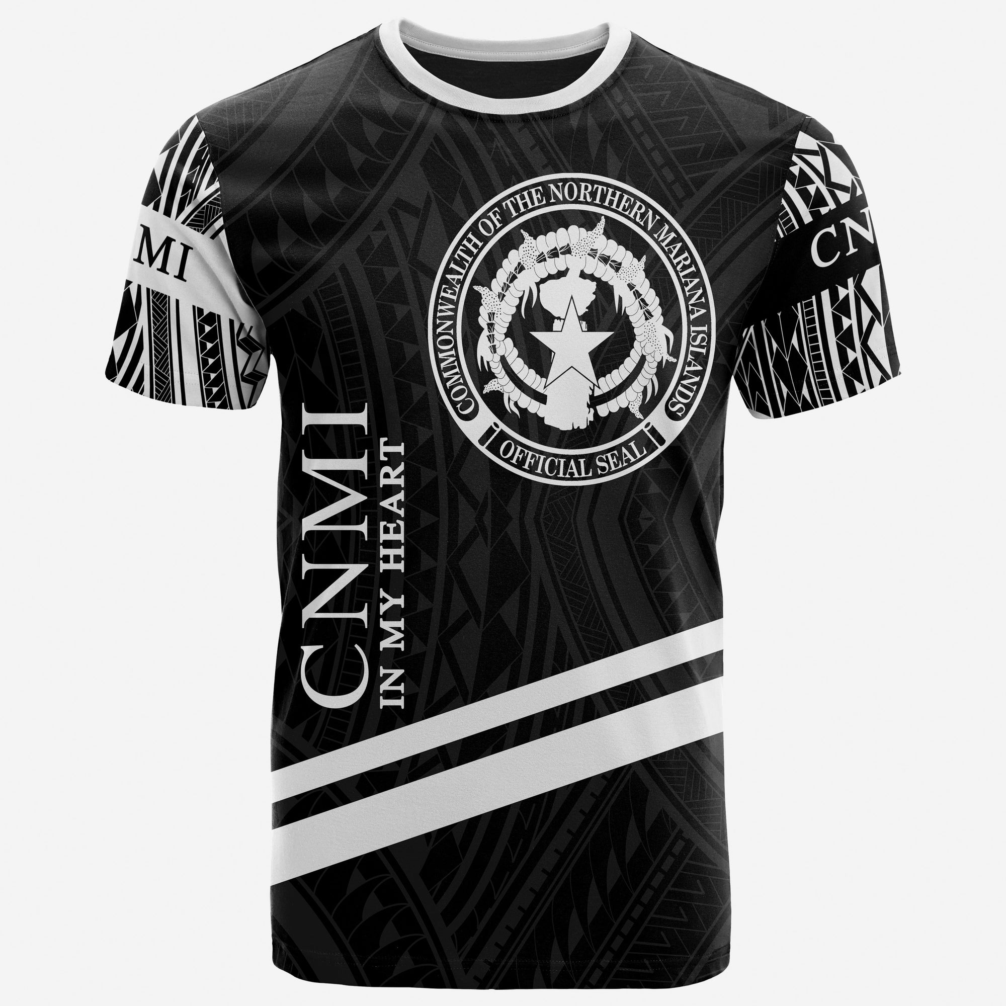 Northern Mariana Islands T Shirt In My Heart Style Polynesian Patterns Unisex Black - Polynesian Pride