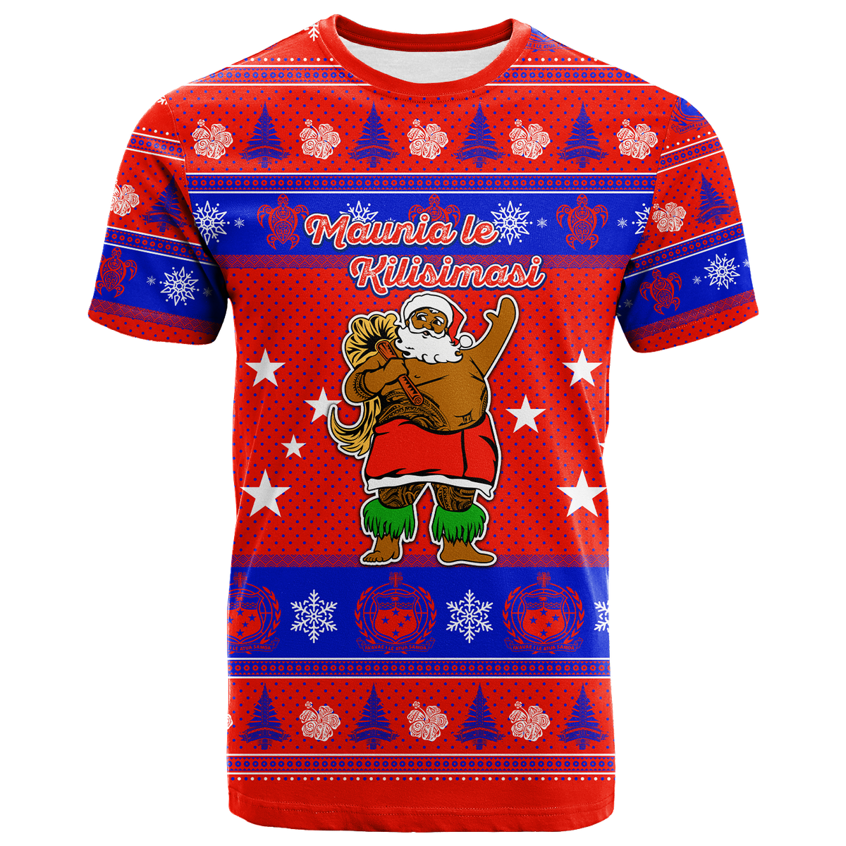 Samoa Christmas Maunia Le Kilisimasi Santa Polynesia Tatoo T Shirt LT2 RED - Polynesian Pride