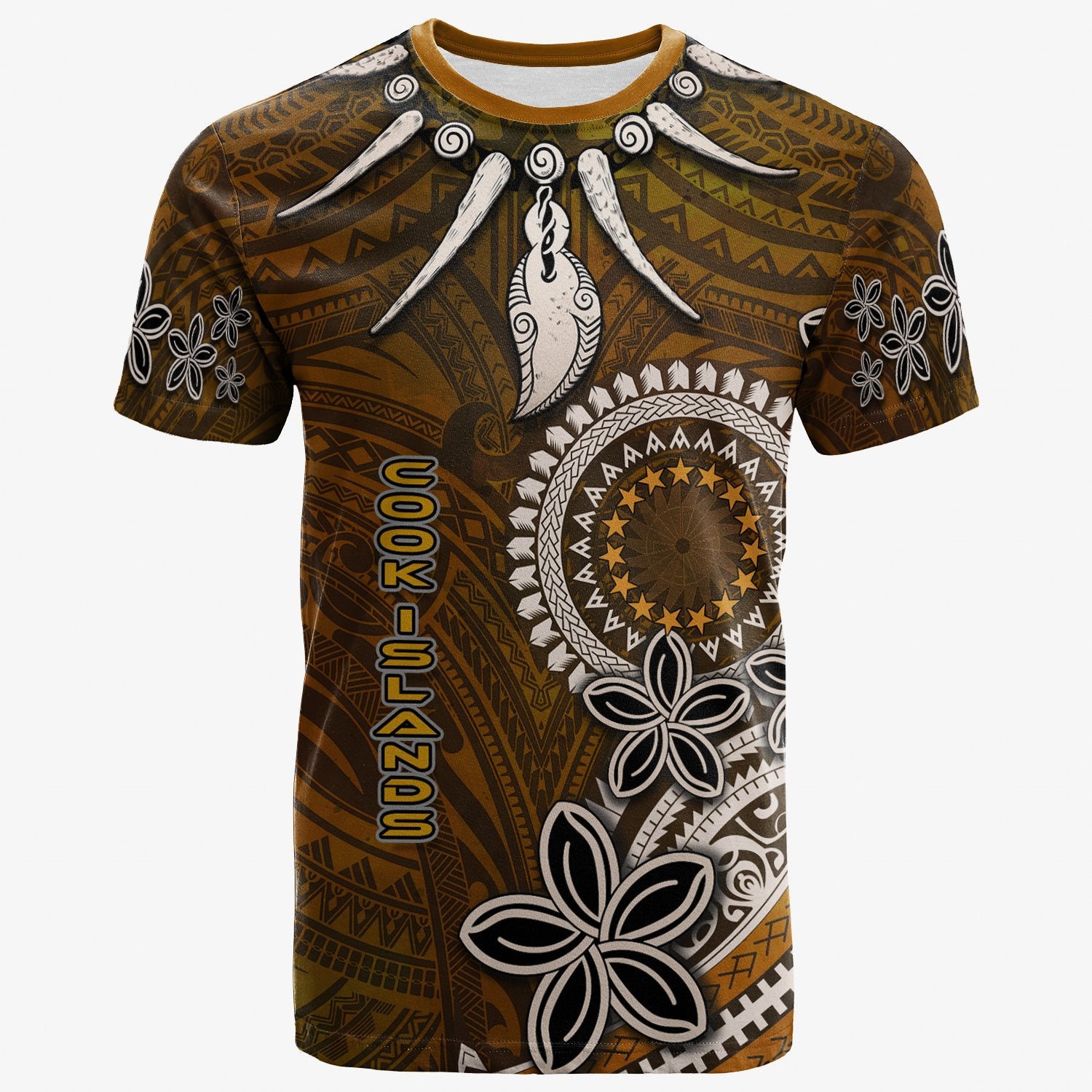 Cook Islands T Shirt Polynesian Boar Tusk Unisex Brown - Polynesian Pride