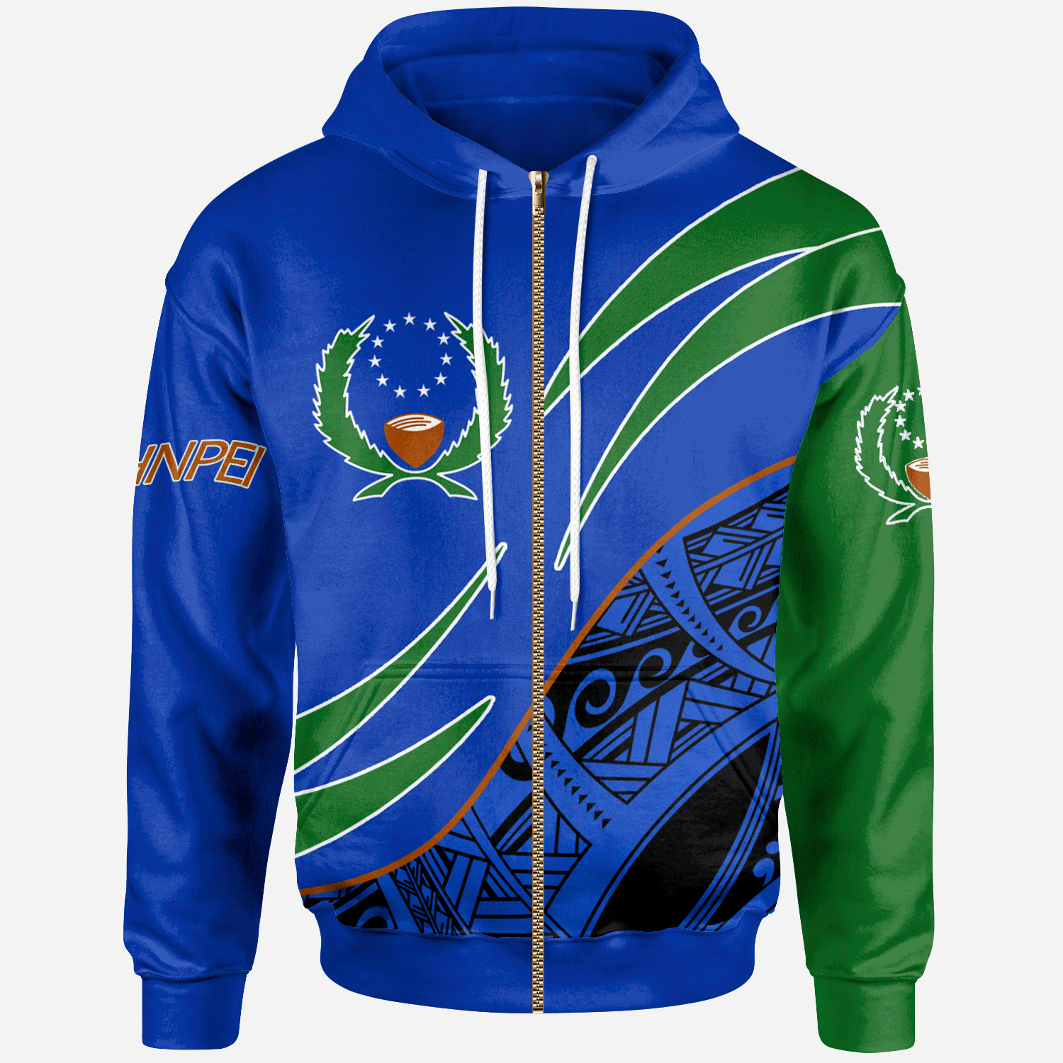 Pohnpei Zip Hoodie Symmetrical Lines Unisex Blue - Polynesian Pride