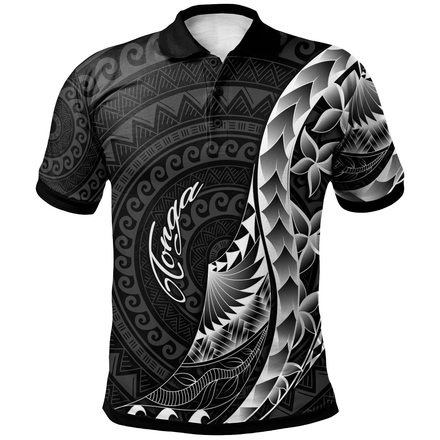 Tonga Polo Shirt Polynesian Pattern Style Unisex Black - Polynesian Pride