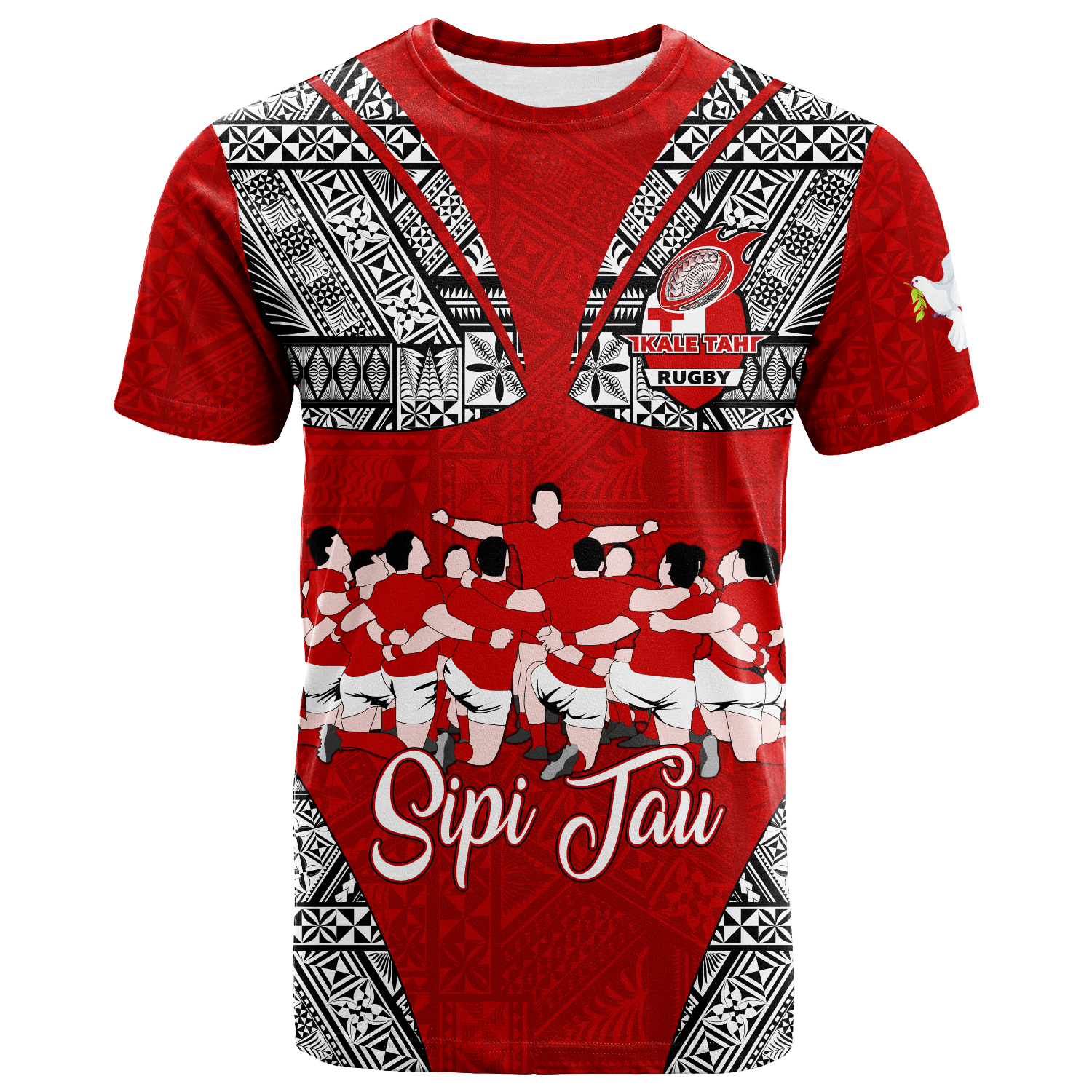 Custom Tonga Rugby Ikale Tahi Sipi Tau T Shirt LT2 RED - Polynesian Pride