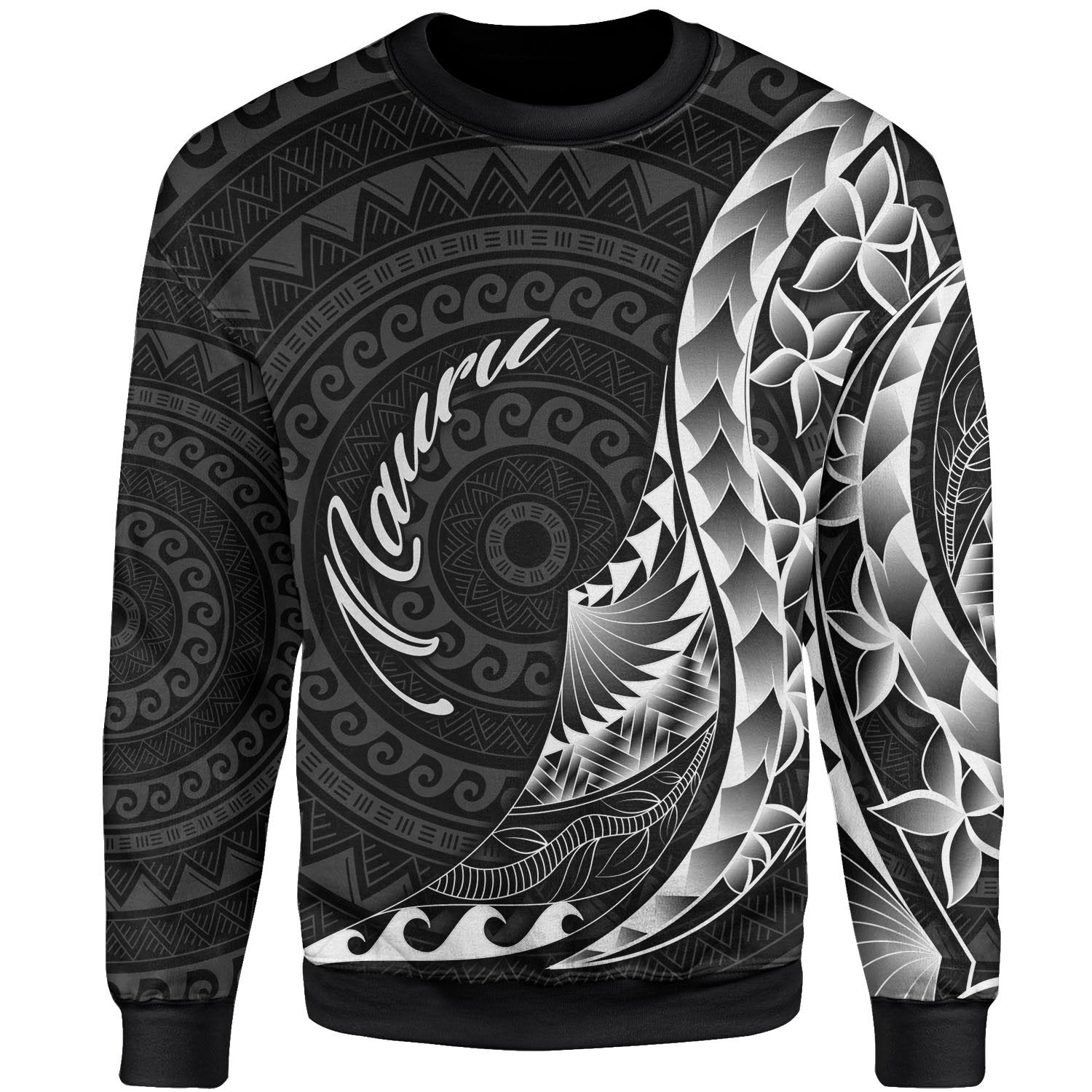 Nauru Sweatshirt - Polynesian Pattern Style Unisex Black - Polynesian Pride