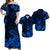 His And Her Hawaiian Matching Outfits Hawaii Matching Polynesian Tribal Blue Cool Shaka Sign Dress and Hawaiian Shirt LT13 Blue - Polynesian Pride