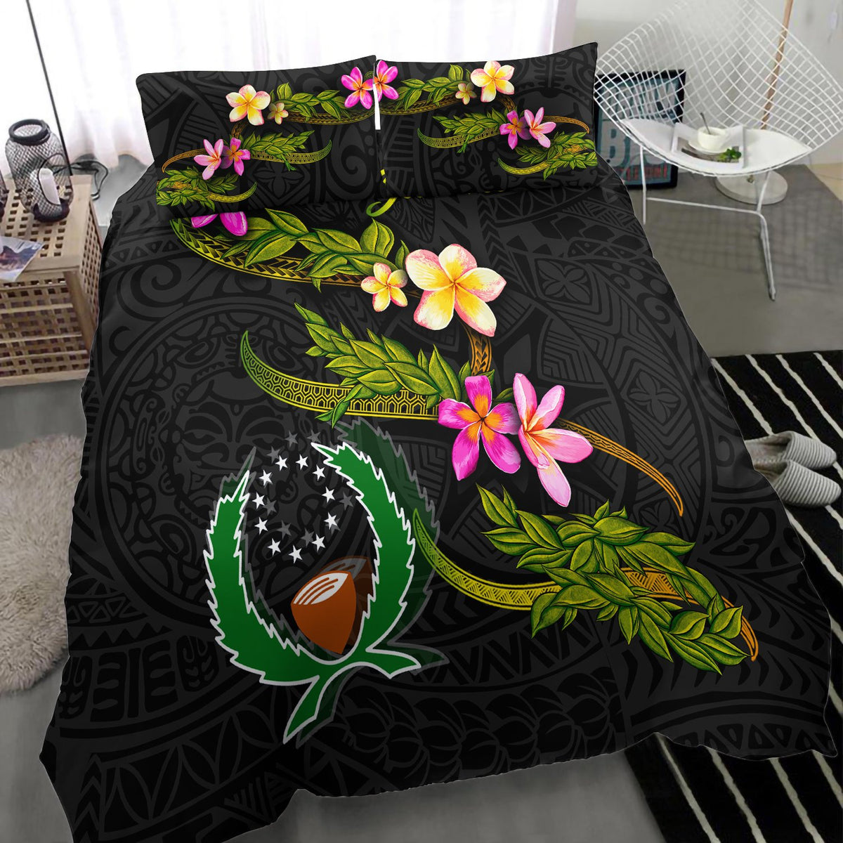 Pohnpei Polynesian Custom Personalised Bedding Set - Plumeria Tribal - Polynesian Pride