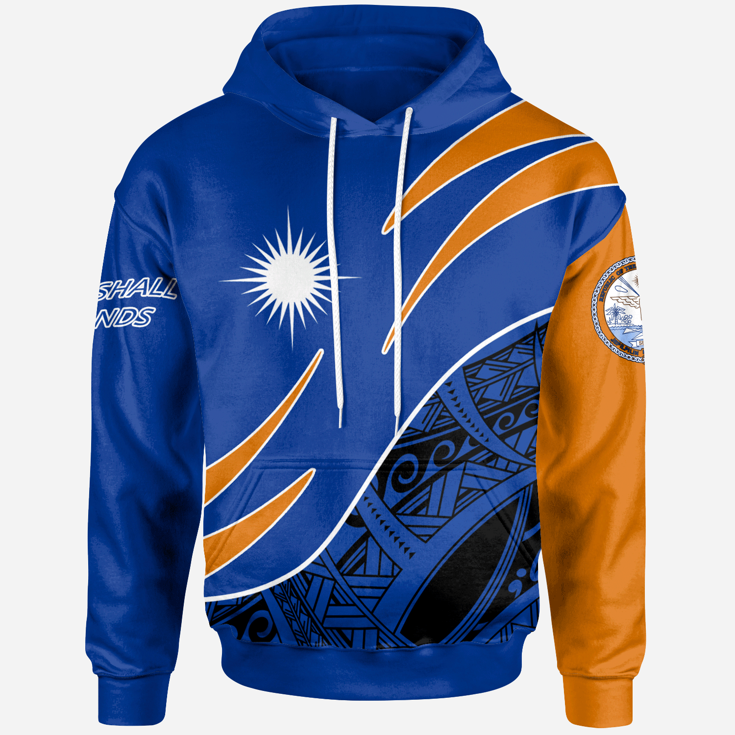 Marshall Islands Hoodie Symmetrical Lines Unisex Blue - Polynesian Pride