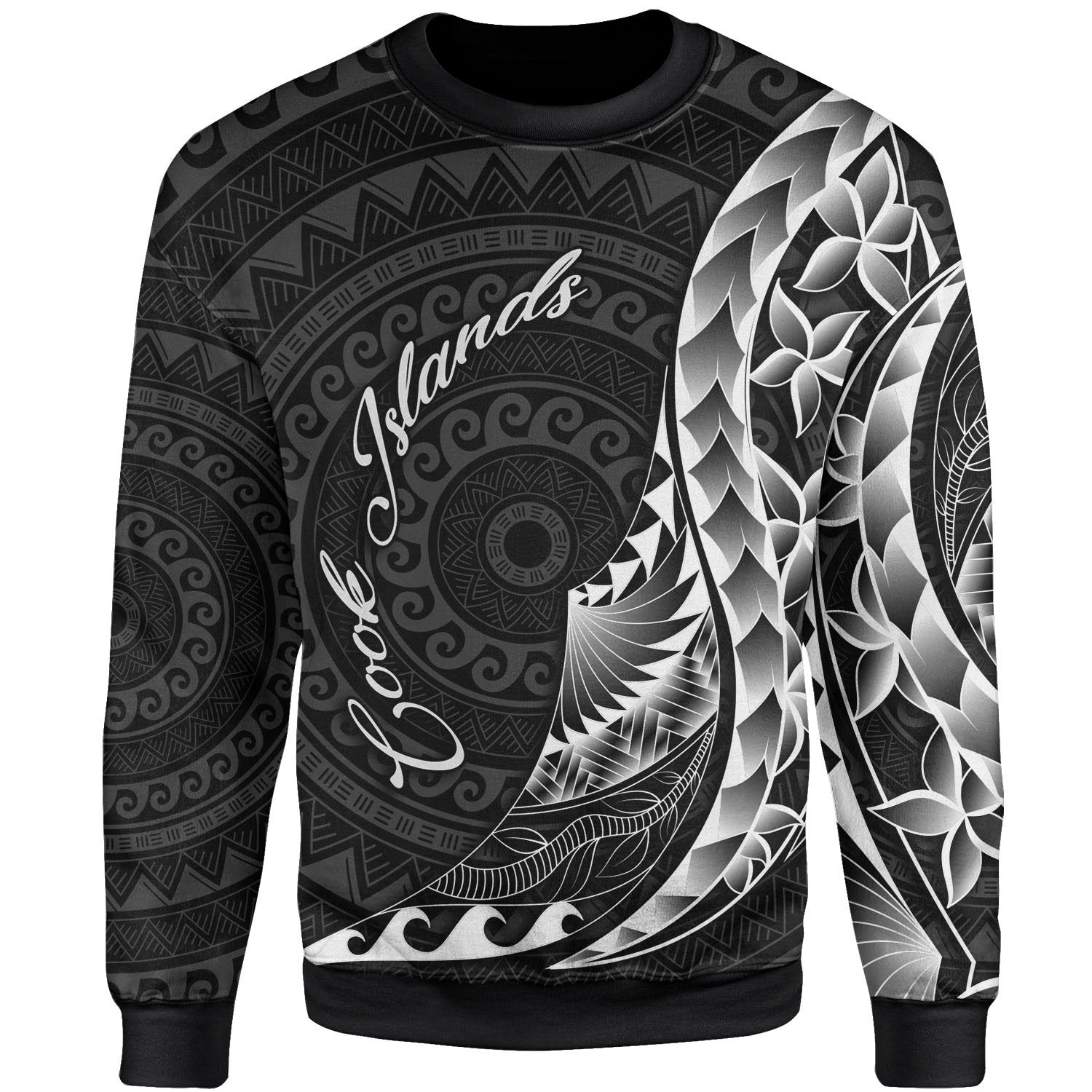 Cook Islands Sweatshirt - Polynesian Pattern Style Unisex Black - Polynesian Pride