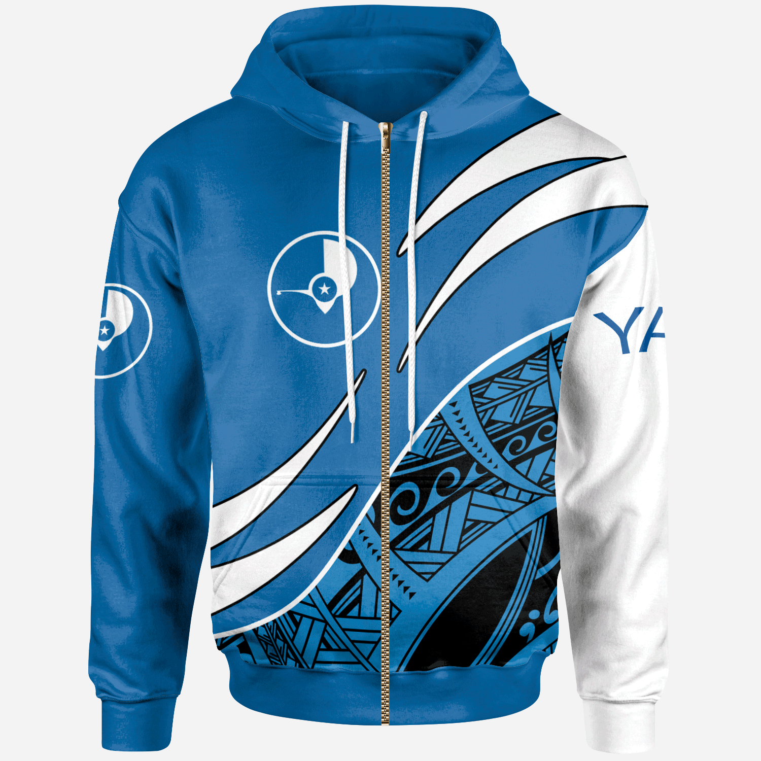 Yap Zip Hoodie Symmetrical Lines Unisex Blue - Polynesian Pride