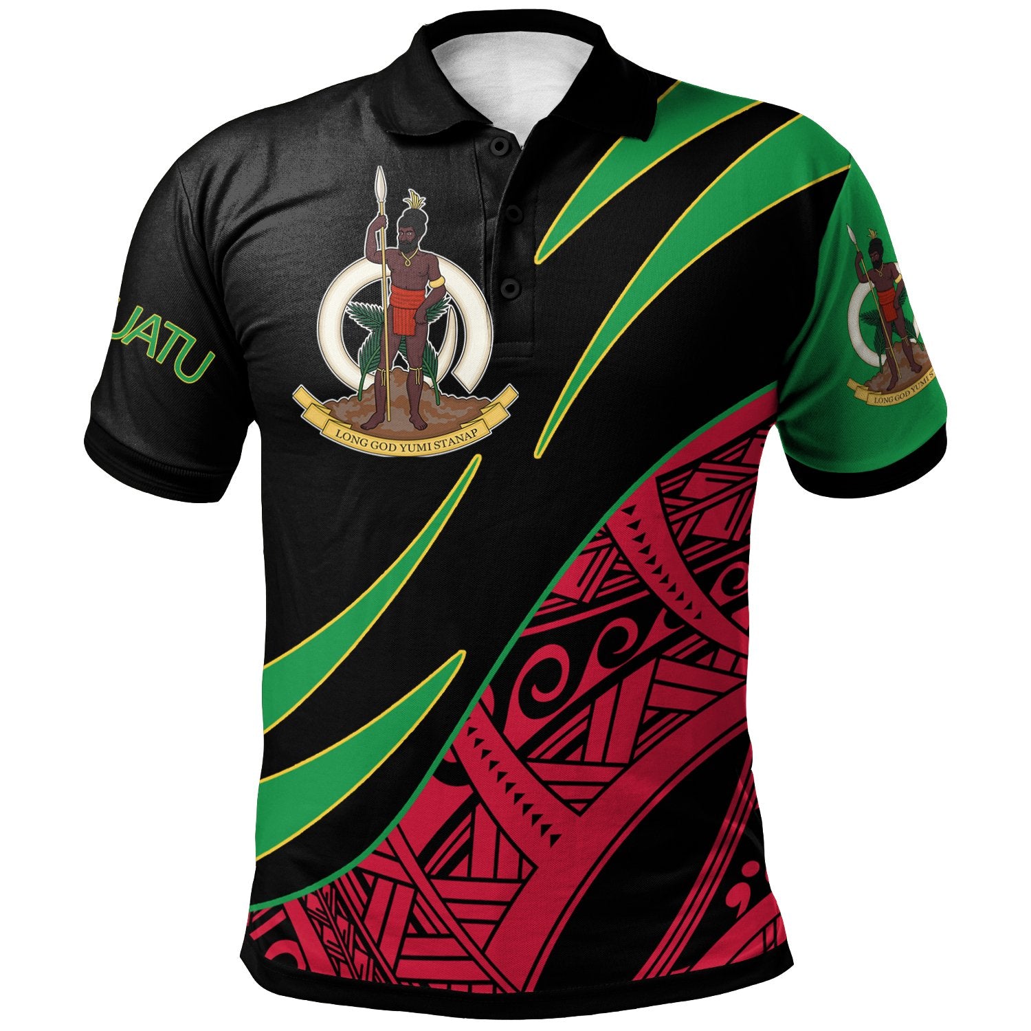 Vanuatu Polo Shirt Symmetrical Lines Unisex Black - Polynesian Pride