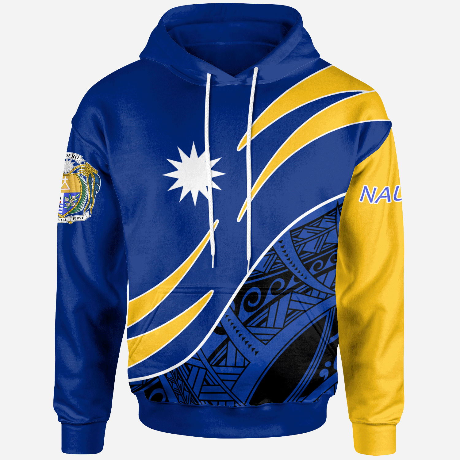 Nauru Hoodie Symmetrical Lines Unisex Blue - Polynesian Pride