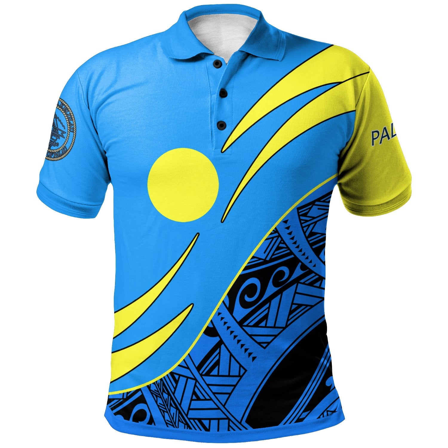Palau Polo Shirt Custom Symmetrical Lines Unisex Blue - Polynesian Pride
