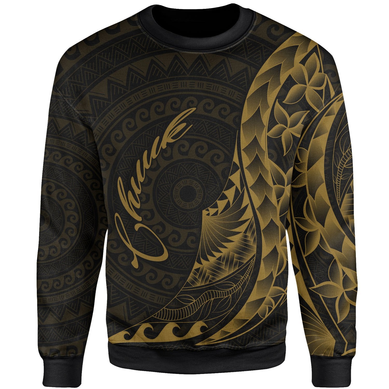 Chuuk Sweatshirt - Polynesian Pattern Style Gold Color Unisex Gold - Polynesian Pride