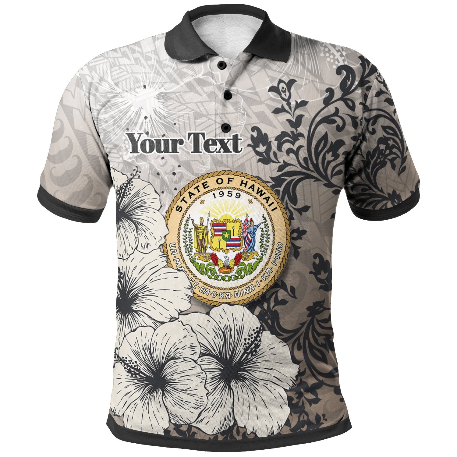 Hawaii Polo Custom Vintage Luxury Floral Style Unisex Nude - Polynesian Pride