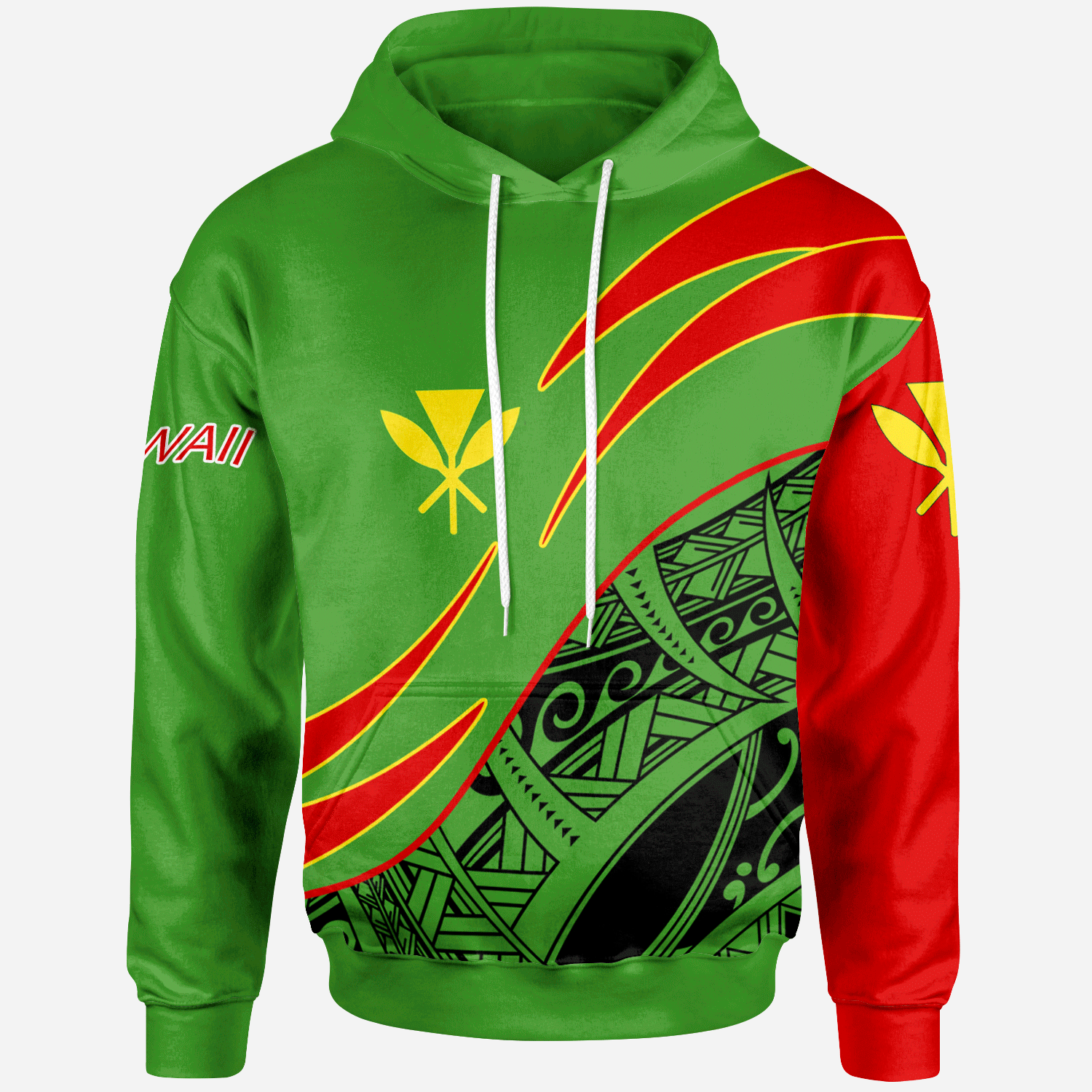 Hawaii Kanaka Maoli Hoodie Symmetrical Lines Unisex Green - Polynesian Pride