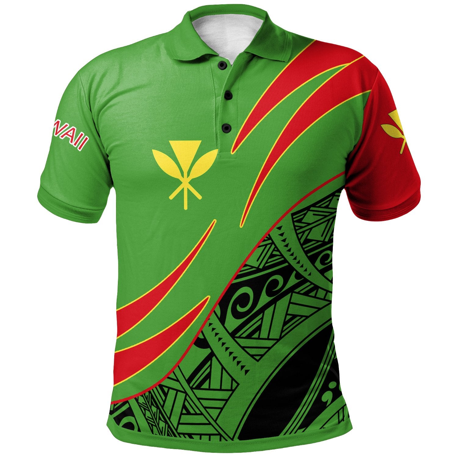 Hawaii Kanaka Maoli Polo Shirt Custom Symmetrical Lines Unisex Green - Polynesian Pride