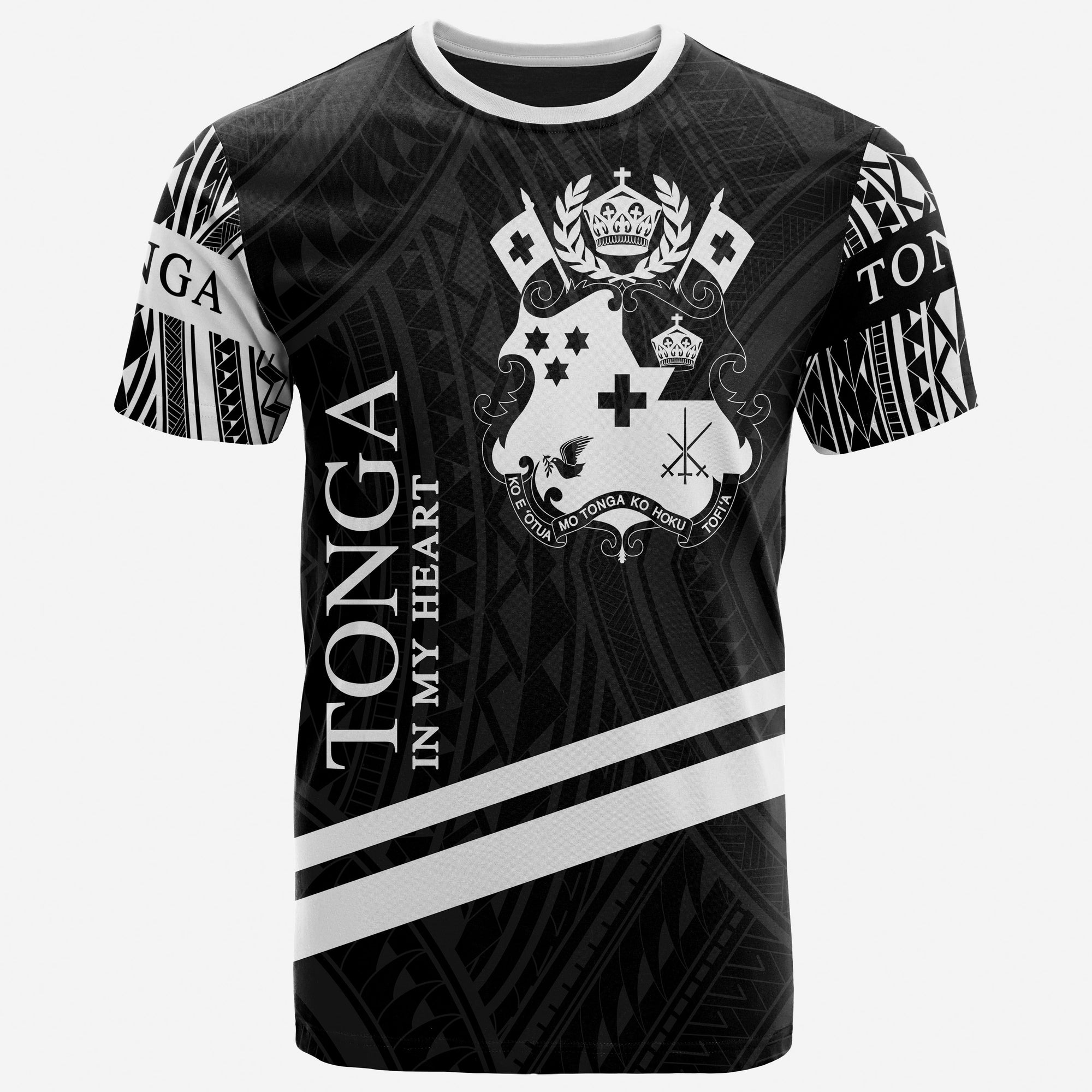 Tonga T Shirt In My Heart Style Polynesian Patterns Unisex Black - Polynesian Pride