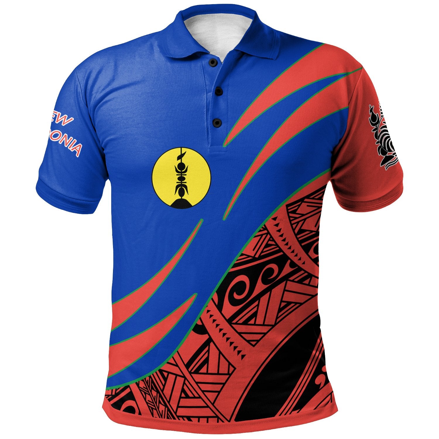 New Caledonia Polo Shirt Symmetrical Lines Unisex Blue - Polynesian Pride