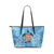 Personalized - Hawaii Turtle Hibiscus Plumeria Blue Large Leather Tote Bag - Polynesian Pride