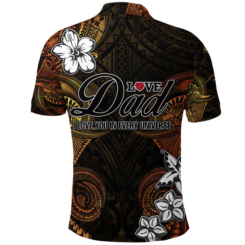 Custom Polynesian Fathers Day Polo Shirt I Love You In Every Universe Gold LT8 - Polynesian Pride