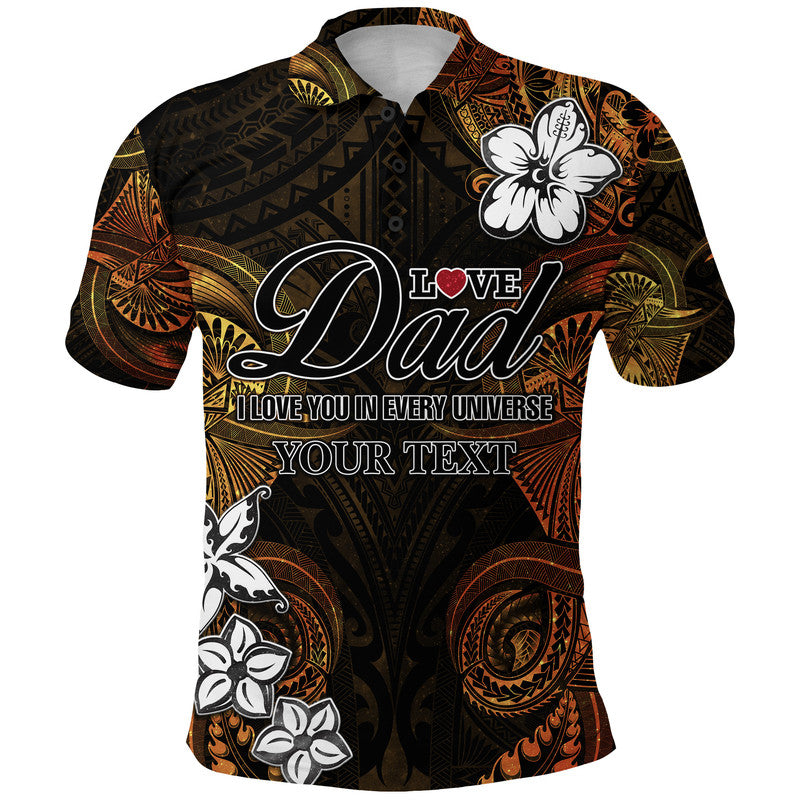 Custom Polynesian Fathers Day Polo Shirt I Love You In Every Universe Gold LT8 Gold - Polynesian Pride