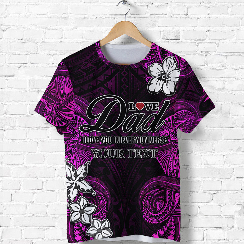 Custom Polynesian Fathers Day T Shirt I Love You In Every Universe Pink LT8 Pink - Polynesian Pride