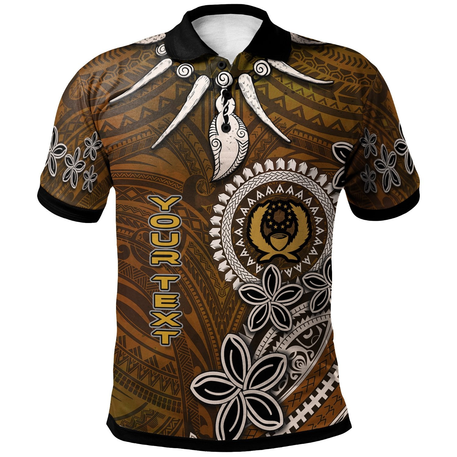 Pohnpei Custom Polo Shirt Polynesian Boar Tusk Unisex Brown - Polynesian Pride