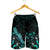 Fiji Polynesian Men's Shorts - Turtle With Blooming Hibiscus Turquoise - Polynesian Pride