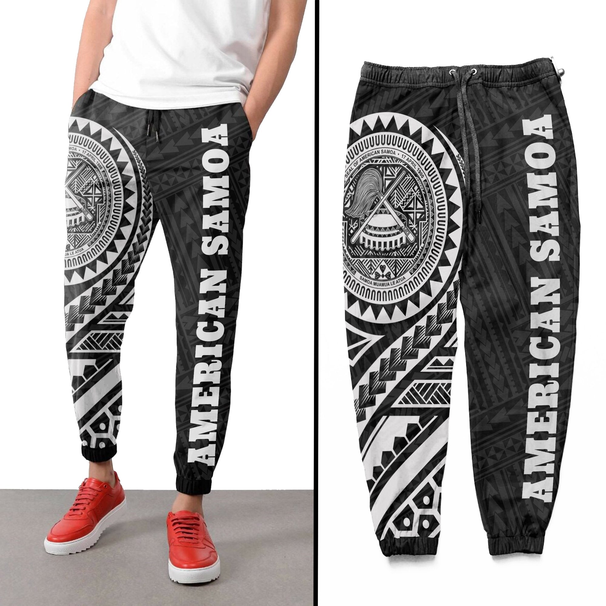 American Samoa 2nd Sweatpants (White) A16 Unisex White - Polynesian Pride