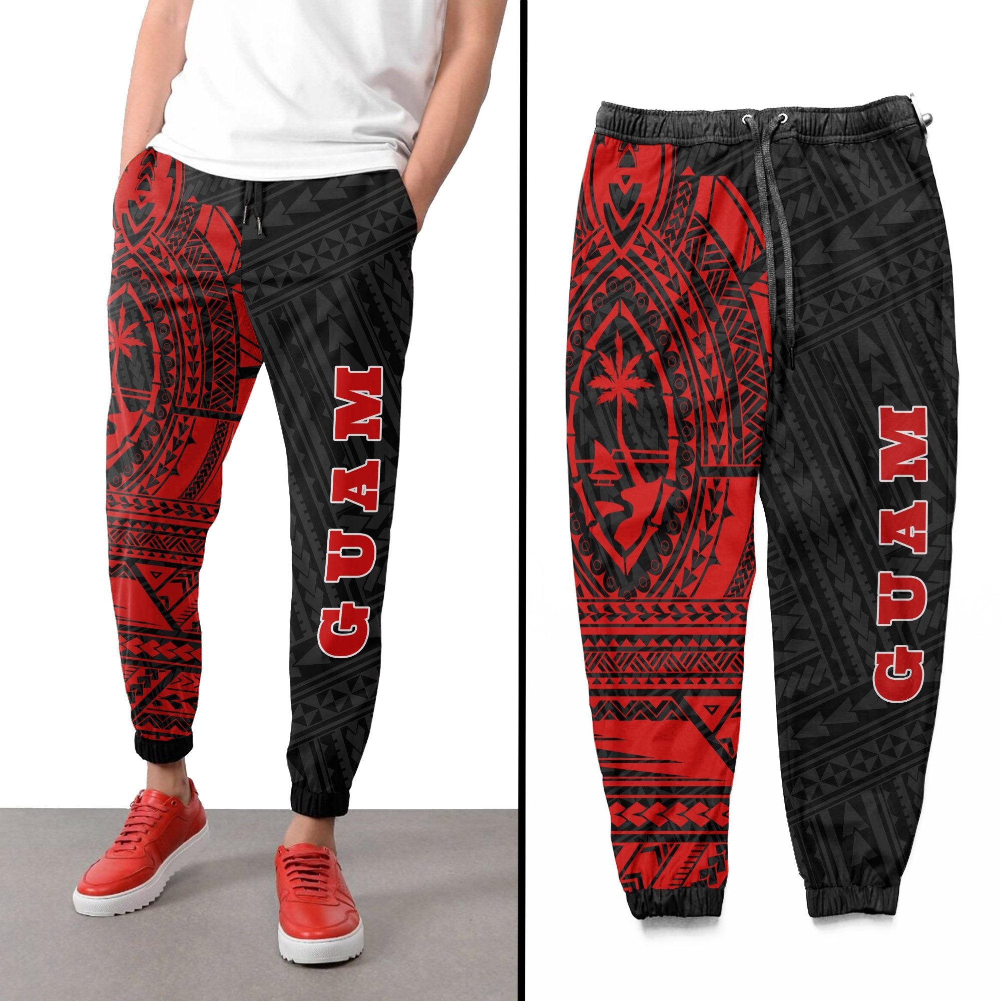Guam Rising 2nd Sweatpants (Red) A6 Unisex Red - Polynesian Pride