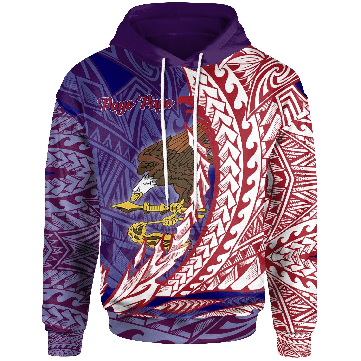 American Samoa Hoodie Pago Pago Wings Style Unisex Blue - Polynesian Pride