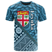 Fiji T Shirt Levuka Tapa Patterns With Bamboo Unisex Blue - Polynesian Pride