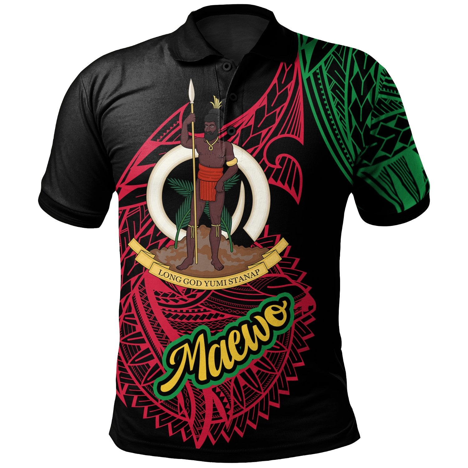 Vanuatu Polo Shirt Maewo Seal Of Vanuatu Special Style Unisex Black - Polynesian Pride