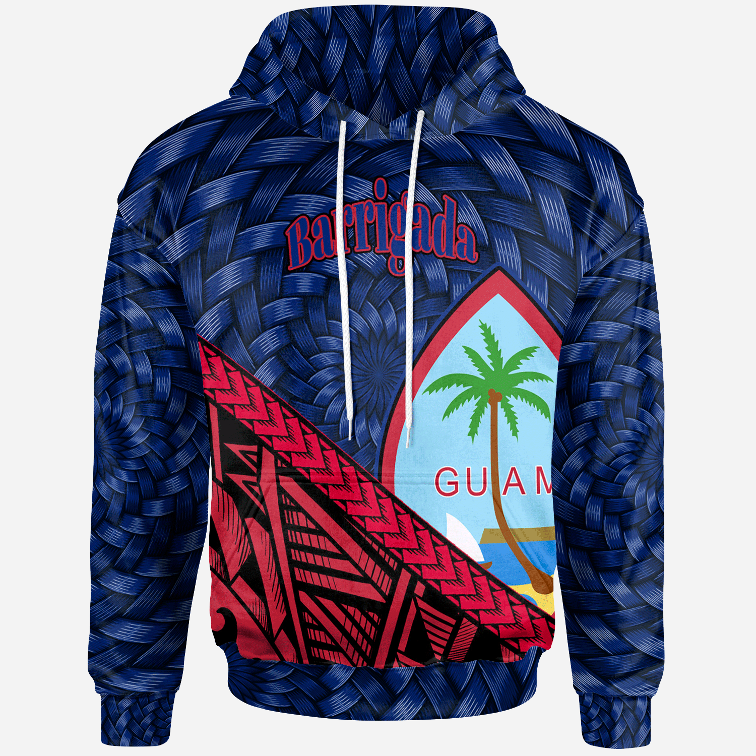 Guam Hoodie Barrigada Tapa Patterns With Bamboo Unisex Blue - Polynesian Pride