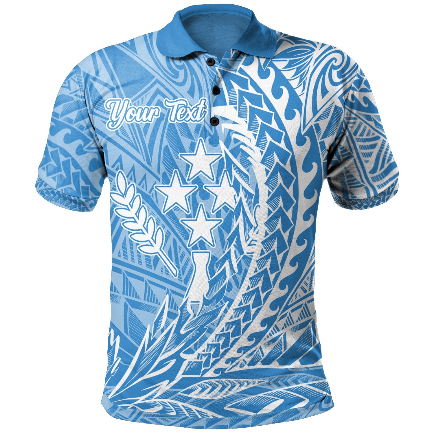 Kosrae State Polo Shirt Custom Wings Style Flag Color Unisex Blue - Polynesian Pride