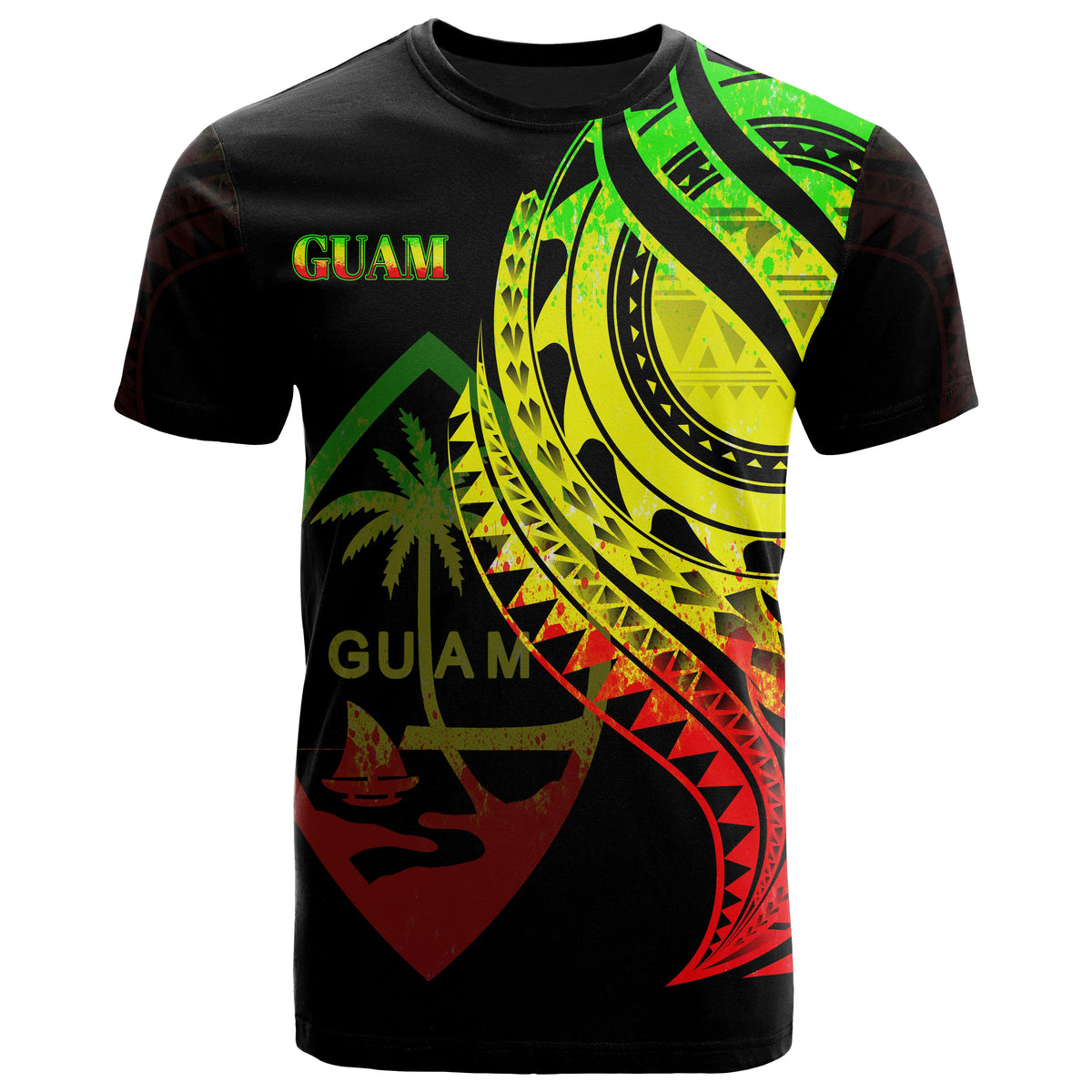 Guam T Shirt Reggae Color Polynesian Patterns Best Guam Ever Unisex Black - Polynesian Pride