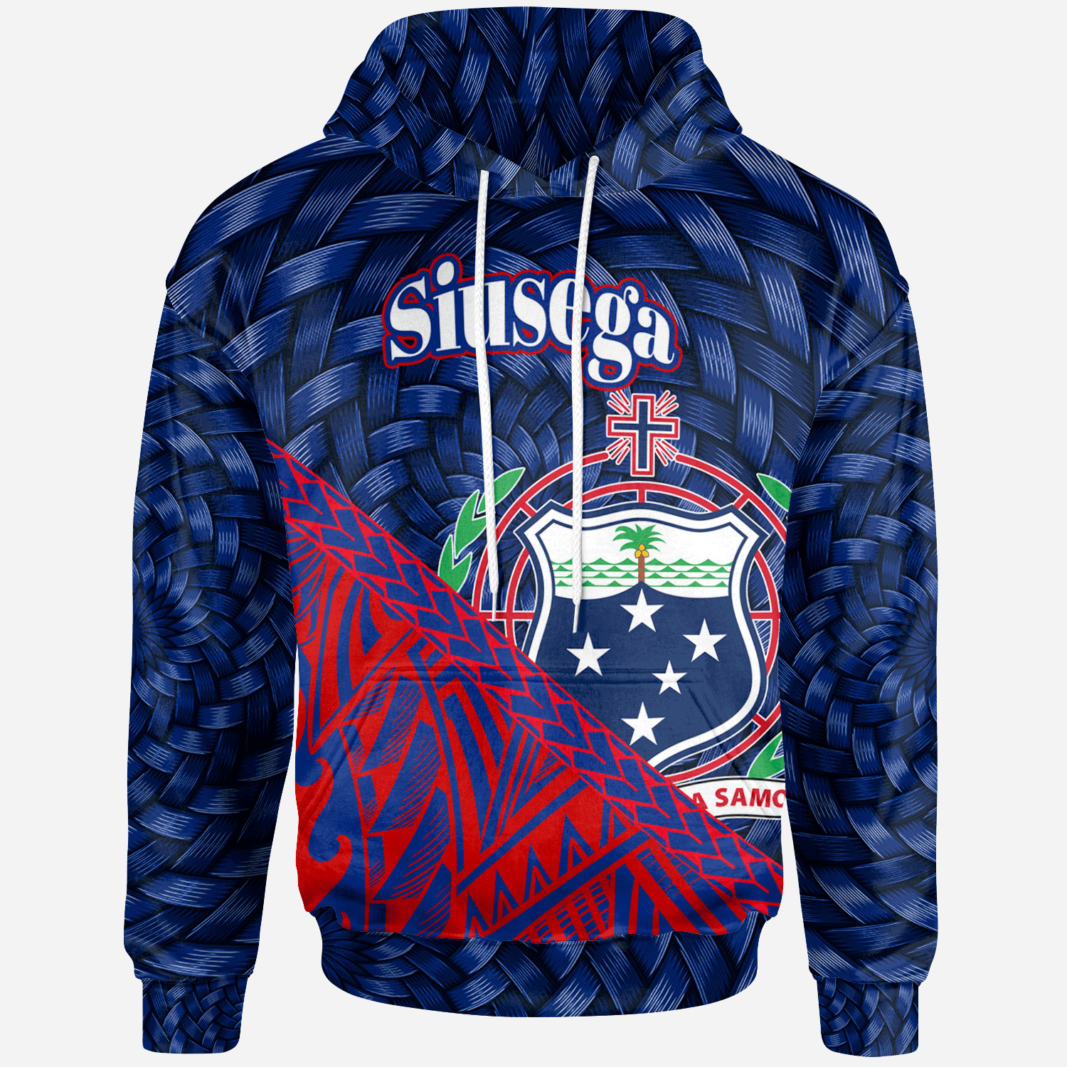 Samoa Hoodie Siusega Polynesian Patterns With Bamboo Unisex Blue - Polynesian Pride