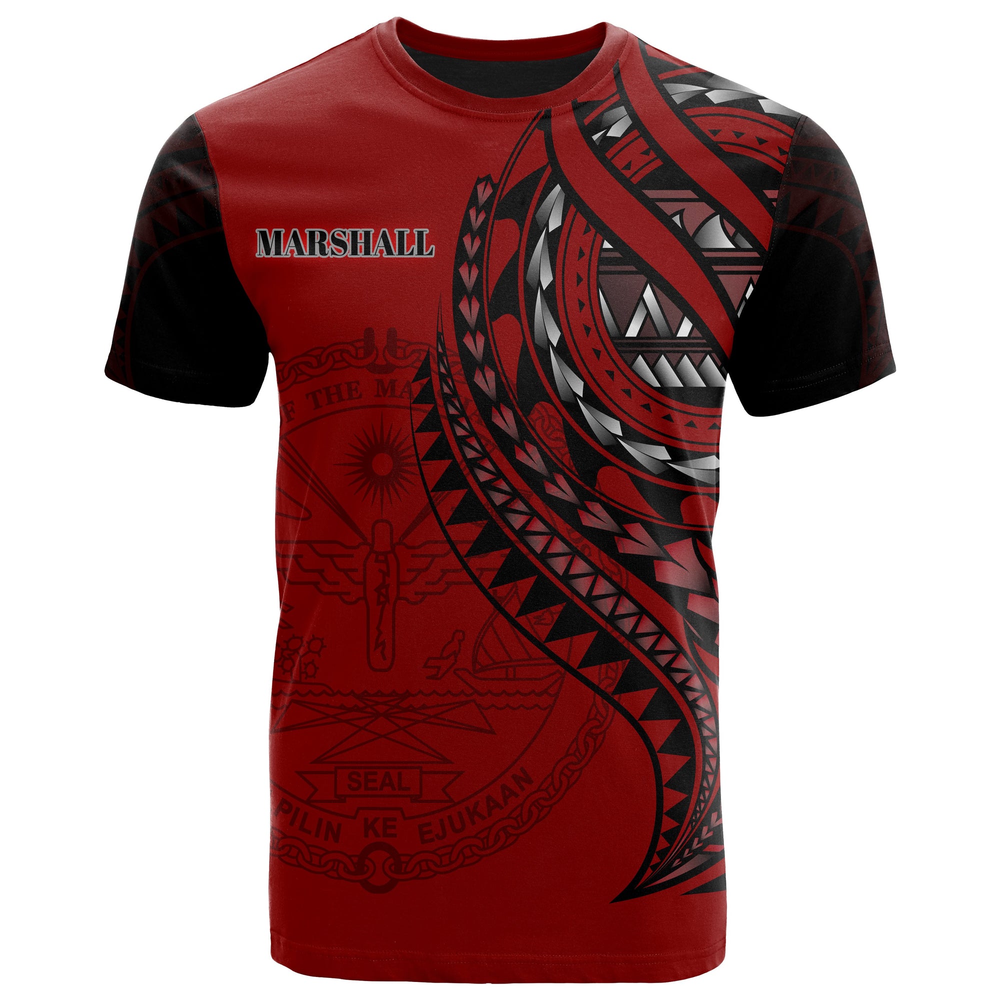 Marshall Islands T Shirt Red Color Polynesian Patterns Best Marshall Ever Unisex Black - Polynesian Pride