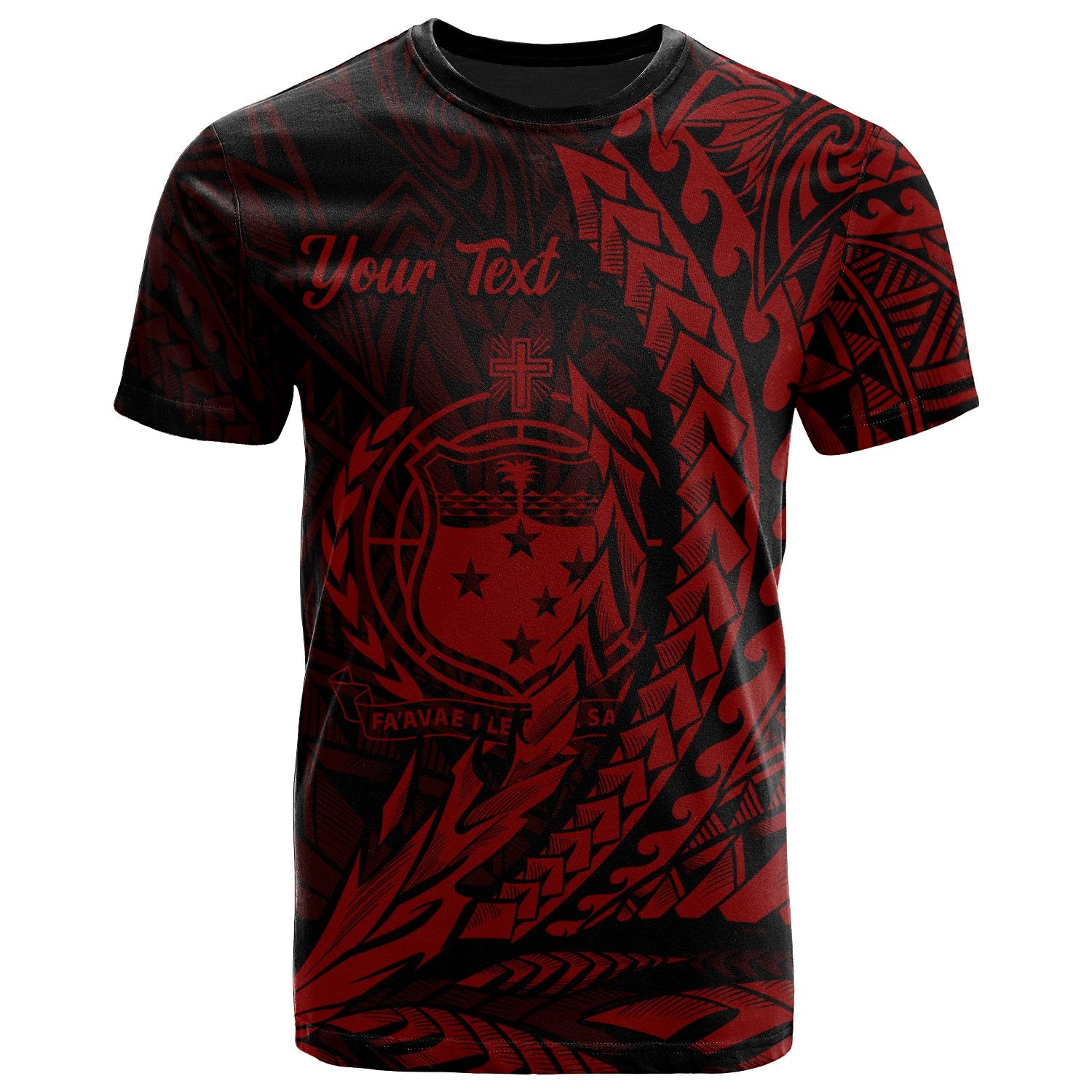 Samoa T Shirt Custom Red Wings Style Unisex Black - Polynesian Pride